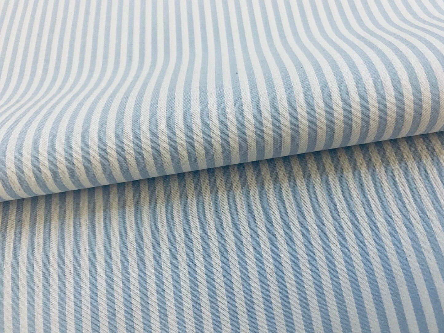 Baumwollstoff Streifen Hellblau 3 mm