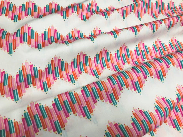 Baumwollstoff Buntstifte Playroom