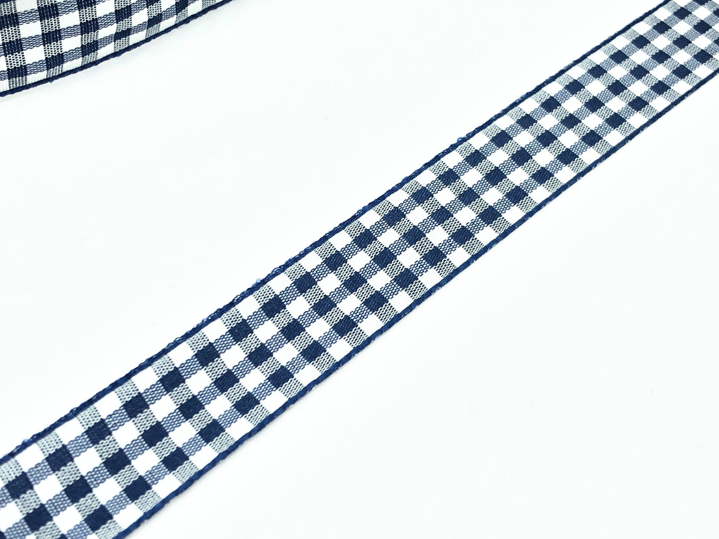 Webband Vichy Karo Blau Weiß 15 mm