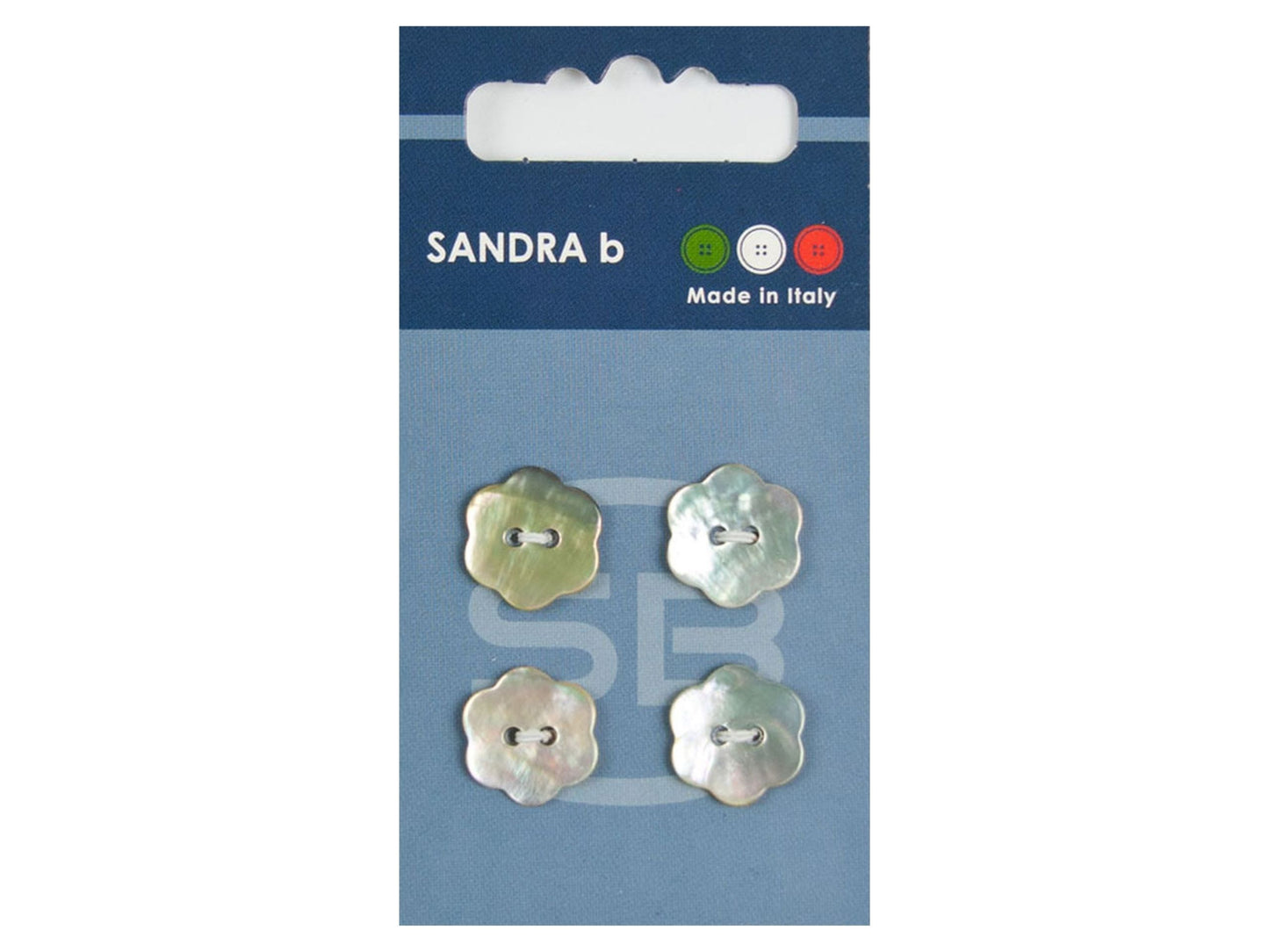 Knopf 2-Loch 15 mm Perlmutt Blume