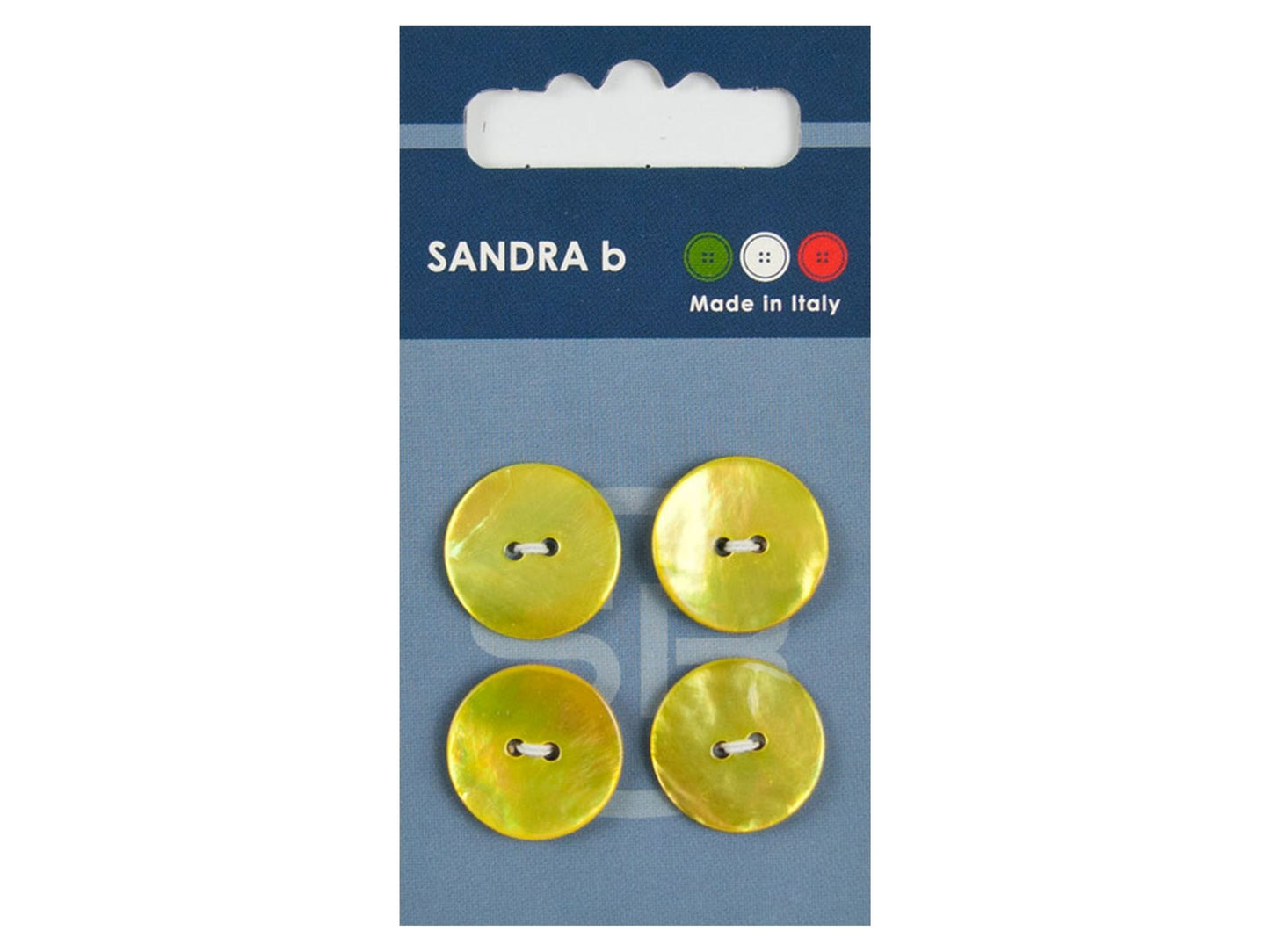 Knopf 2-Loch 18 mm gelb Perlmutt