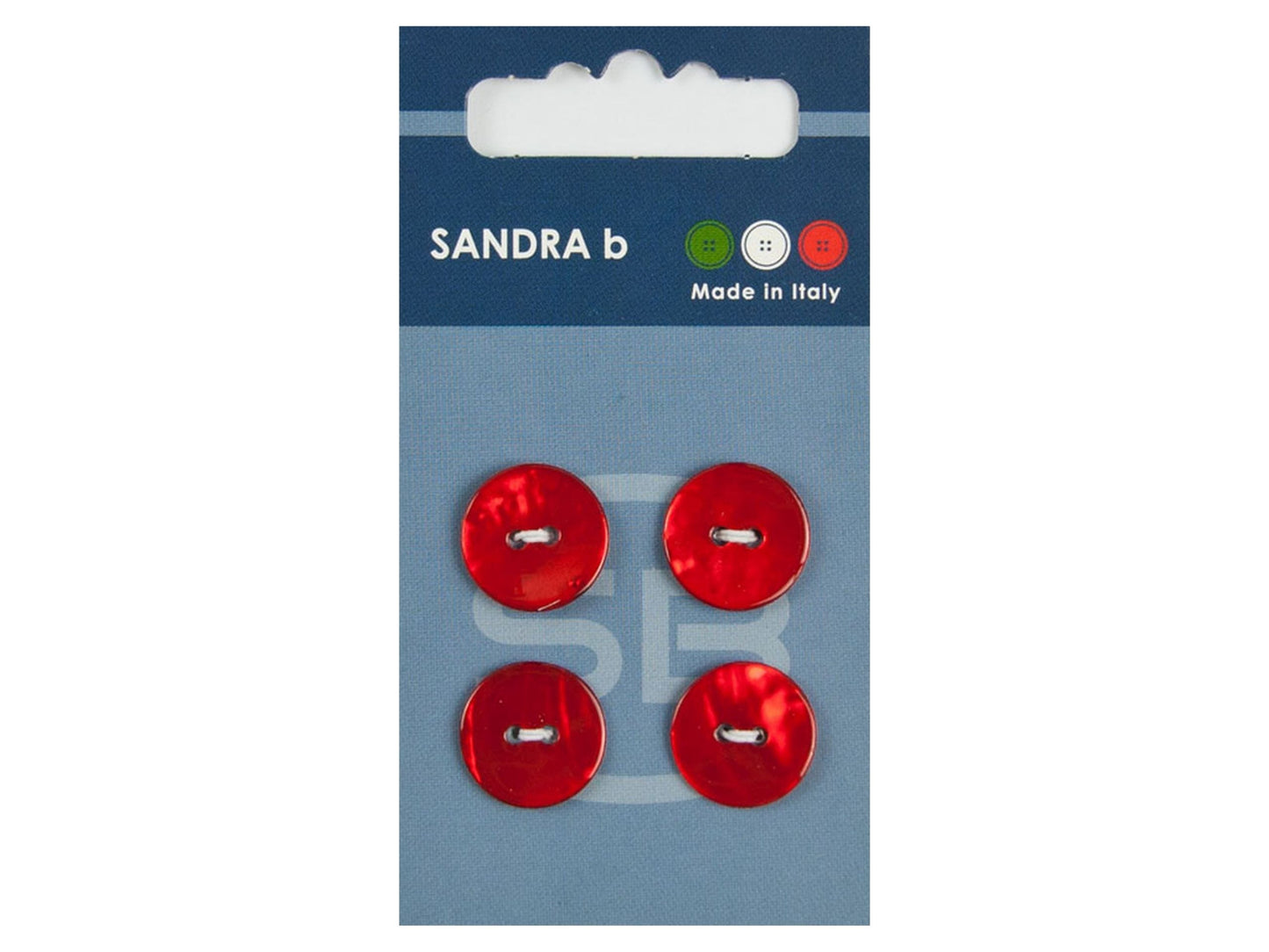 Knopf 2-Loch 15 mm rot Perlmutt