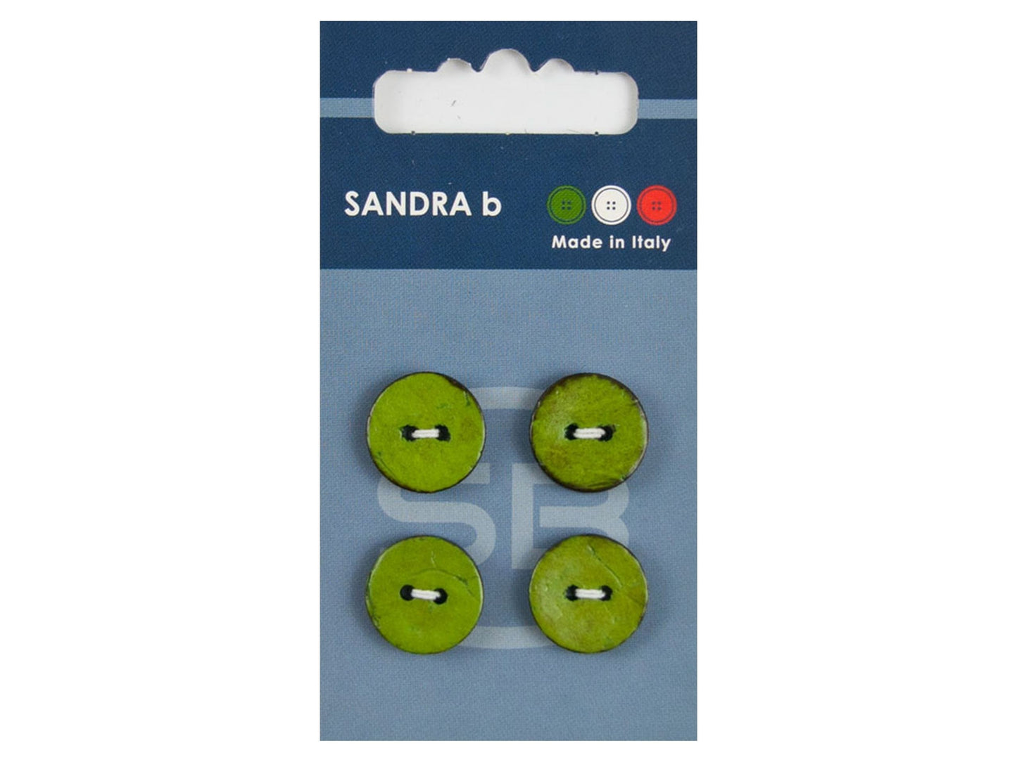 Knopf 2-Loch 15 mm grün Kokos