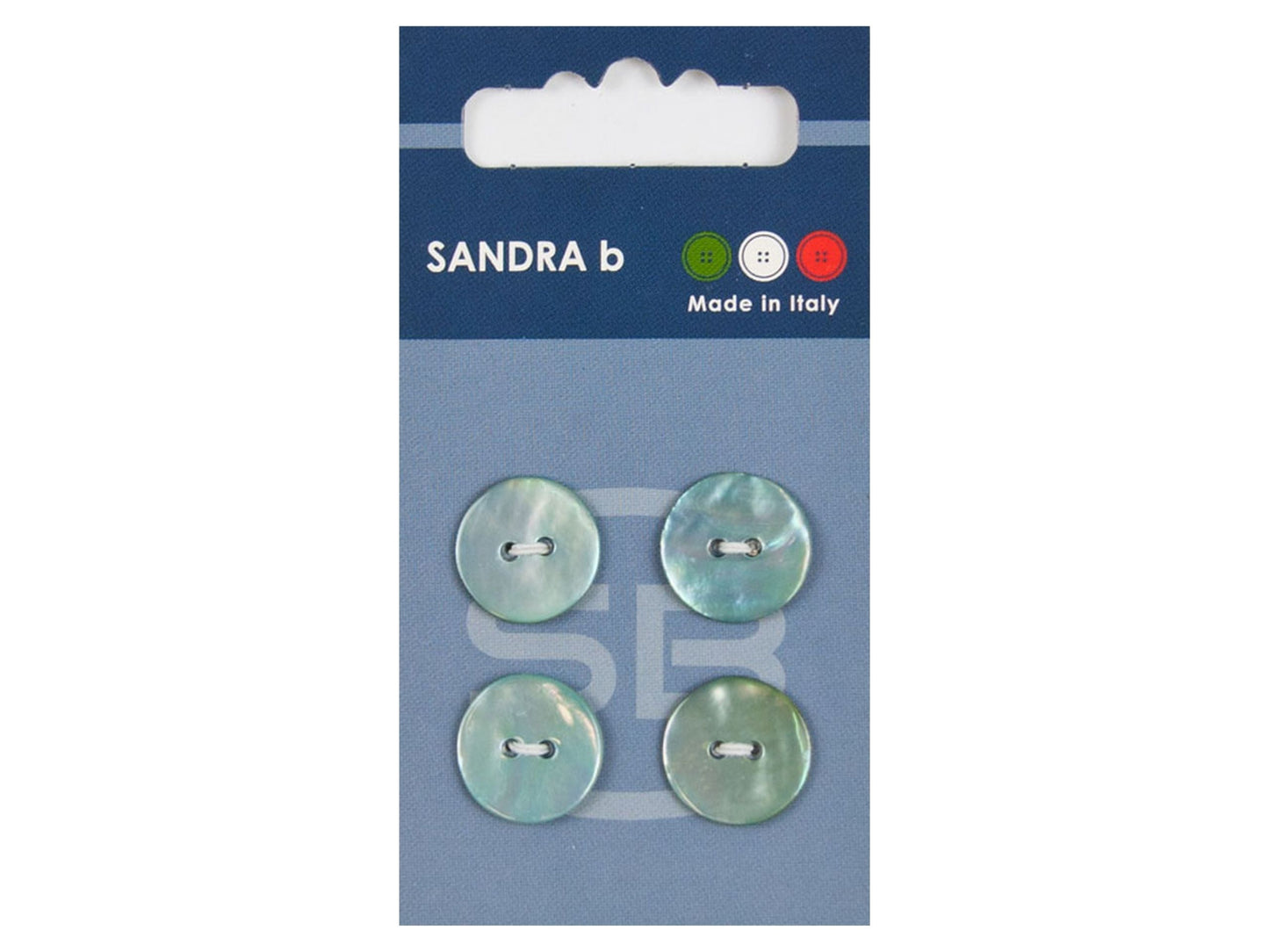 Knopf 2-Loch 15 mm hellblau Perlmutt