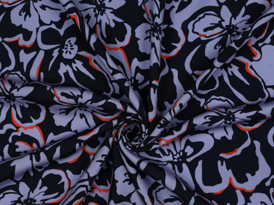 Viskose Lenzing™ EcoVero™ Flowers Blau