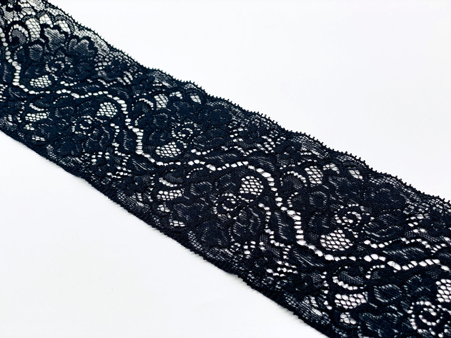 Elastische Spitzenbordüre Schwarz