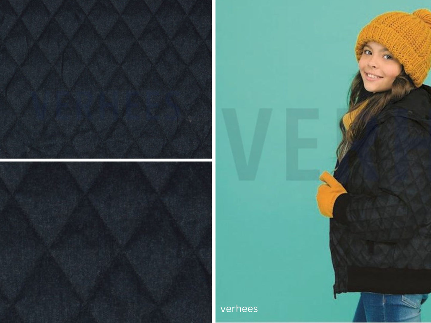 Steppstoff Dunkelblau Wattiertes