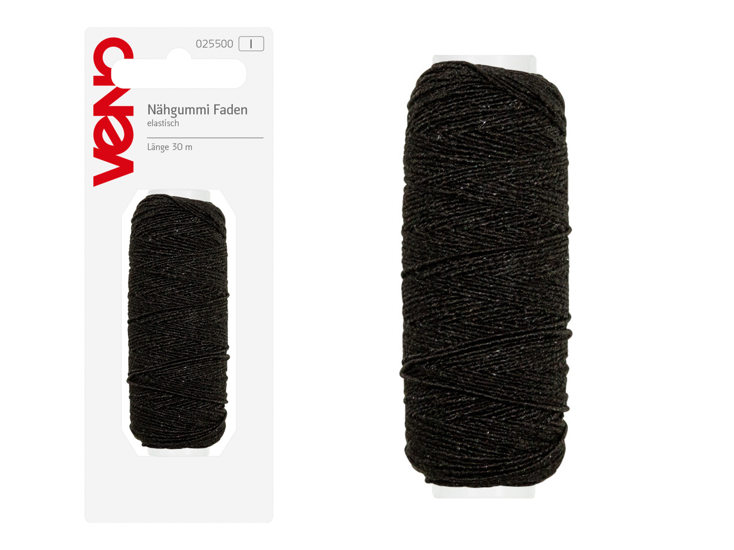 VENO Elastic-Nähfaden Schwarz 0,5 mm