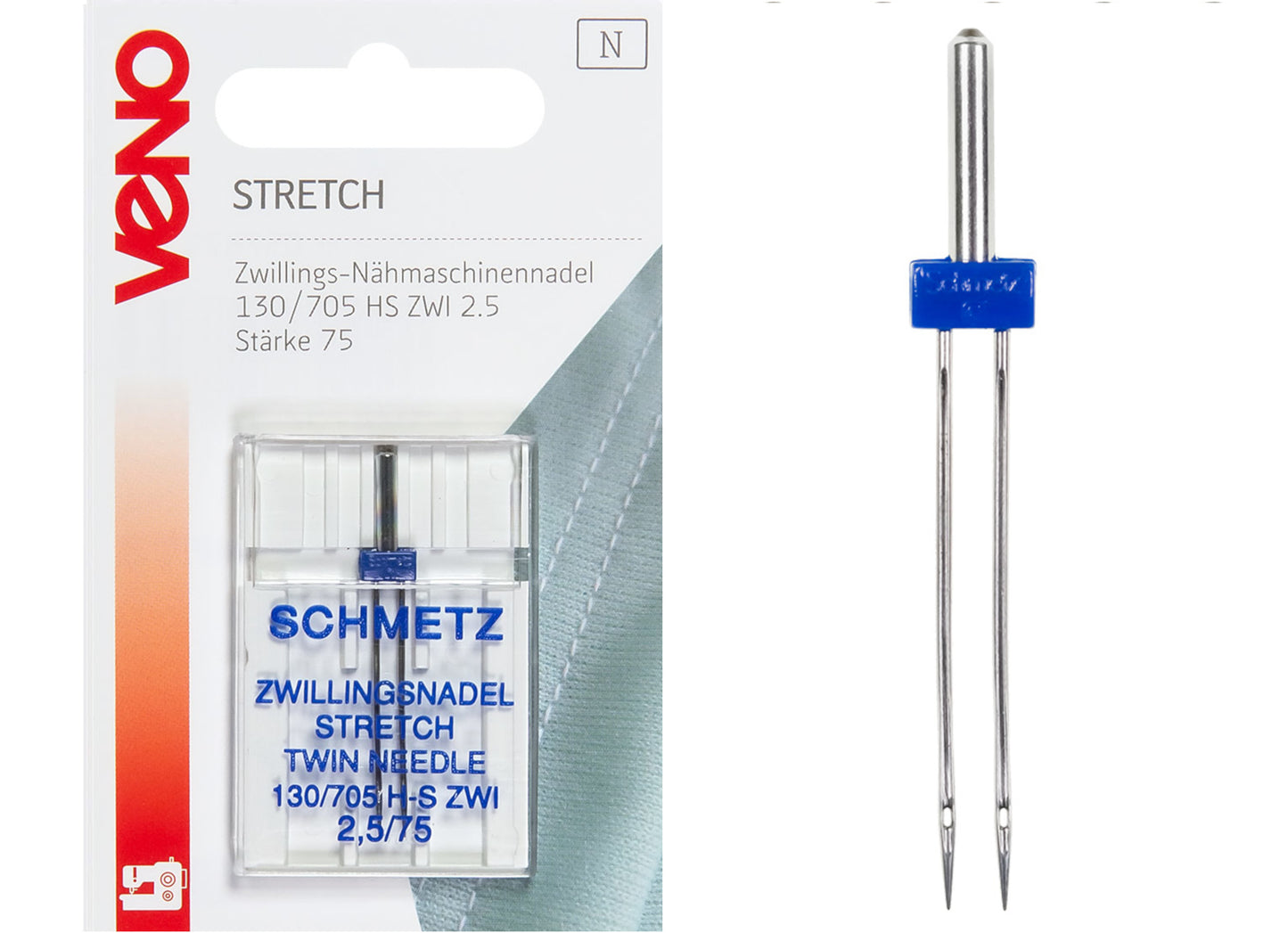 Zwillings-Nähmaschinennadel Stretch 2,5/75