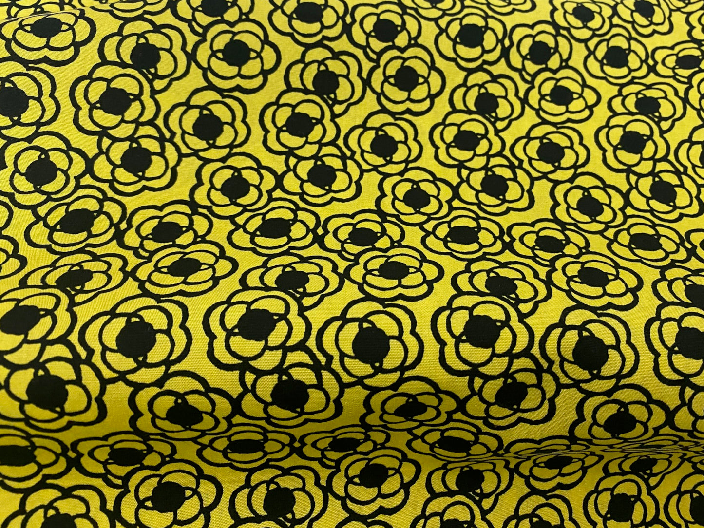 Baumwollstoff Krakelblumen Senf