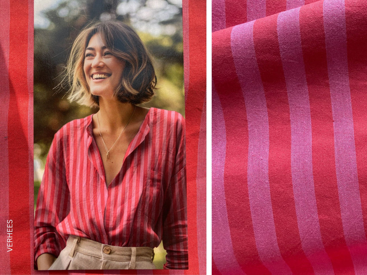 Baumwollstoff Yarn Dyed Stripes Streifen Rot/Pink