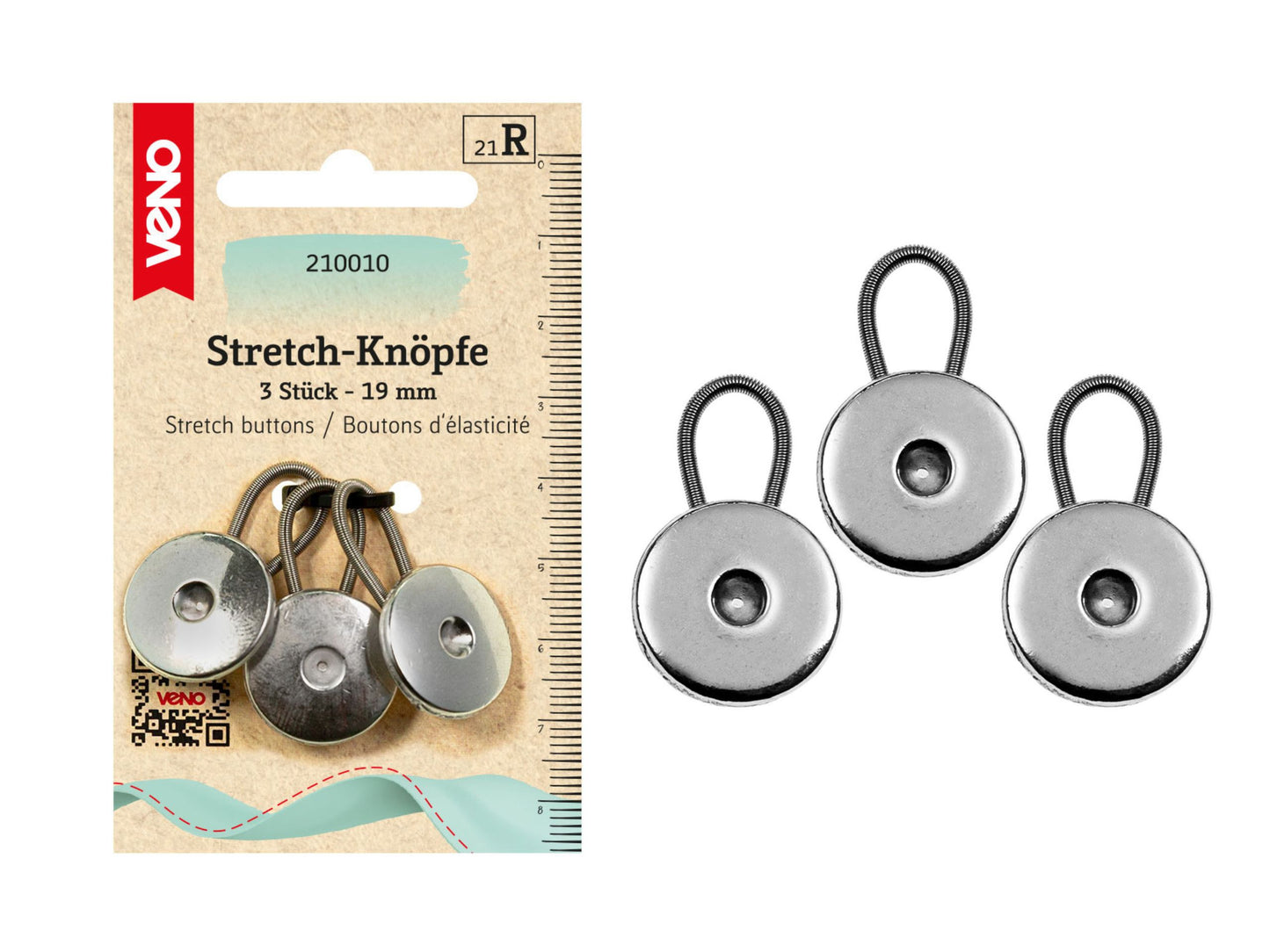 Stretchknöpfe 19 mm Silber