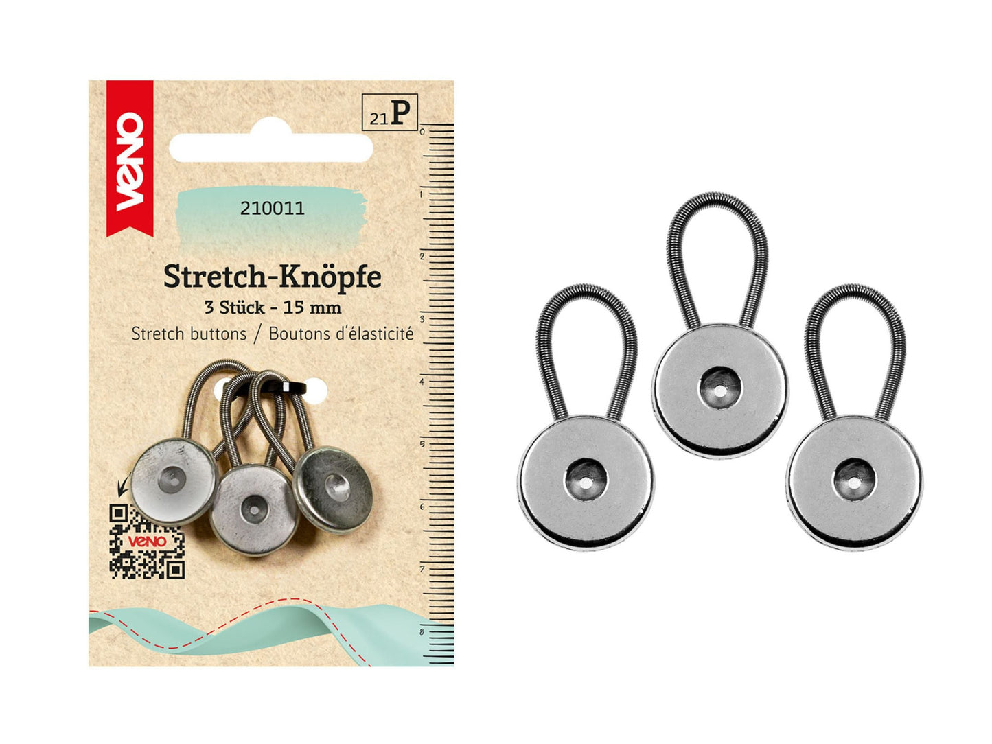 Stretchknöpfe 15 mm Silber