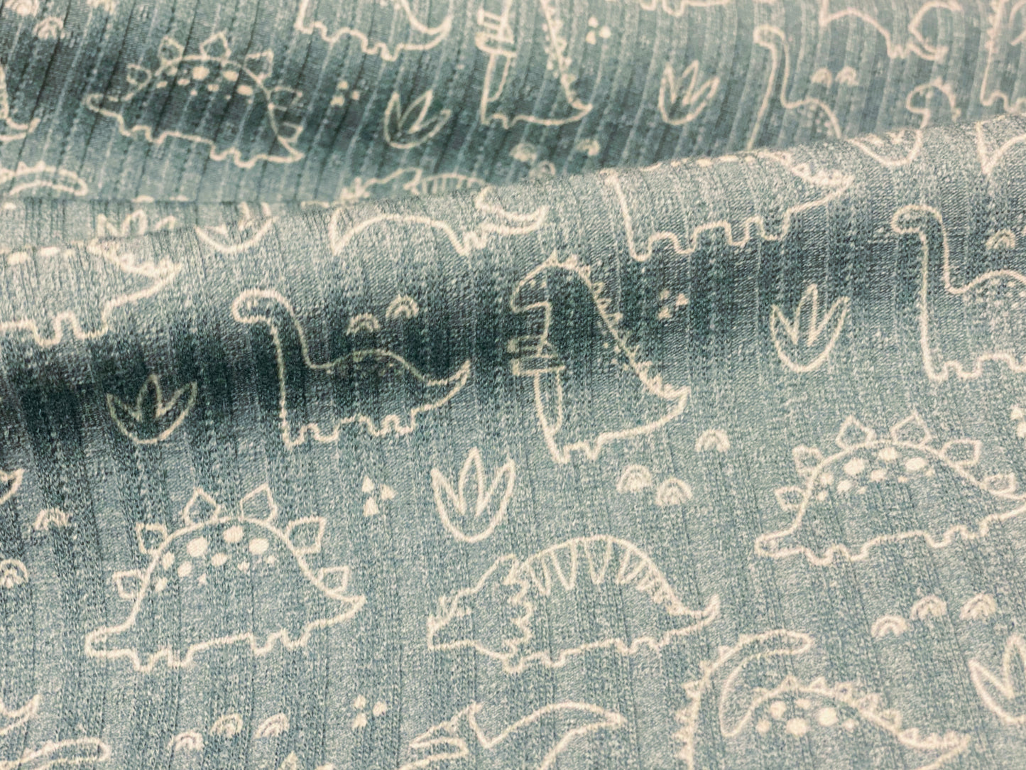 Kinderjersey gerippt Dinos Mintgrün