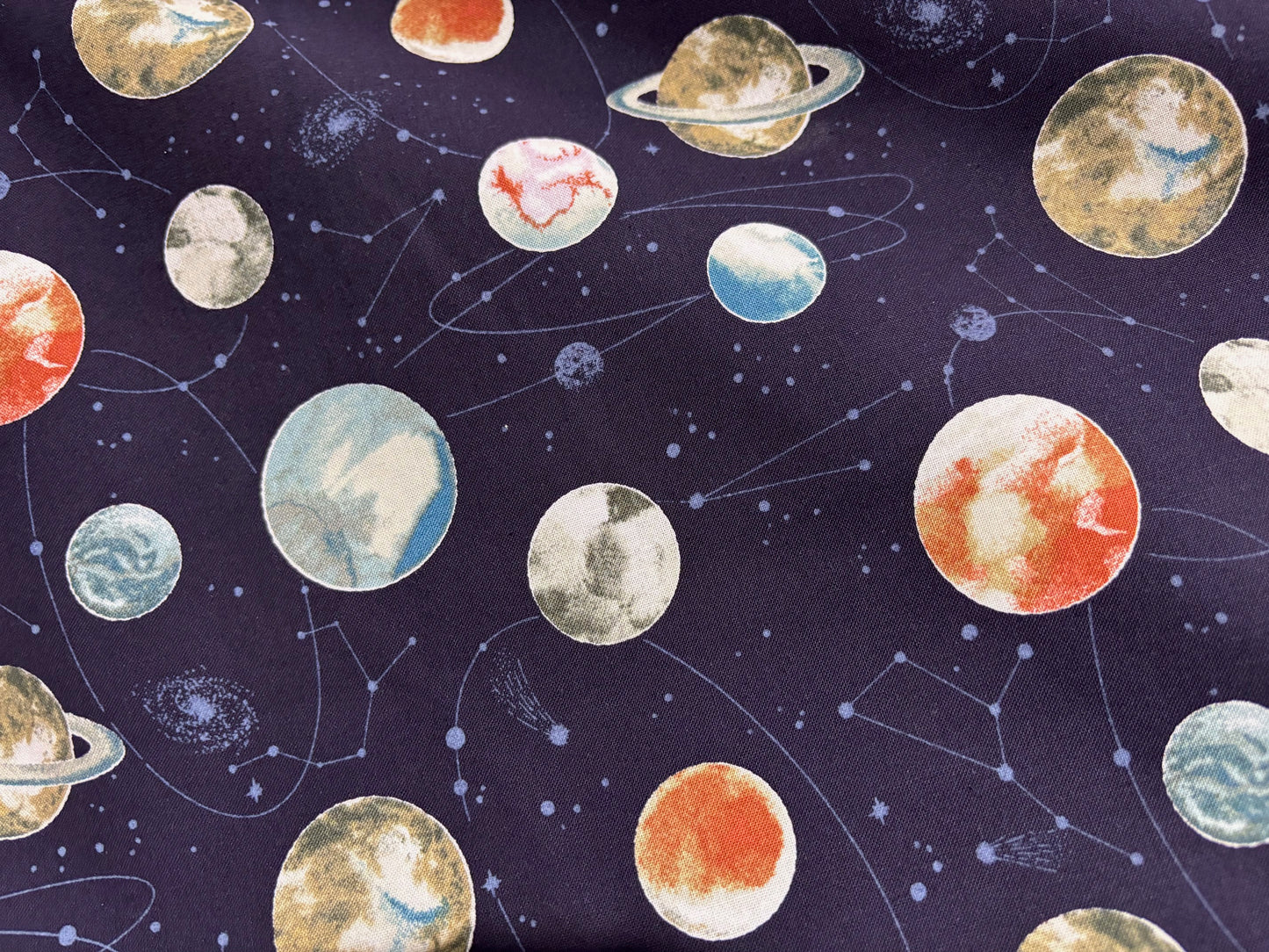 Baumwollstoff Planeten und Weltall