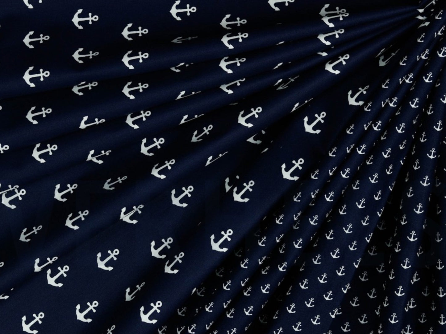 Baumwollstoff Große Anker in Weiß