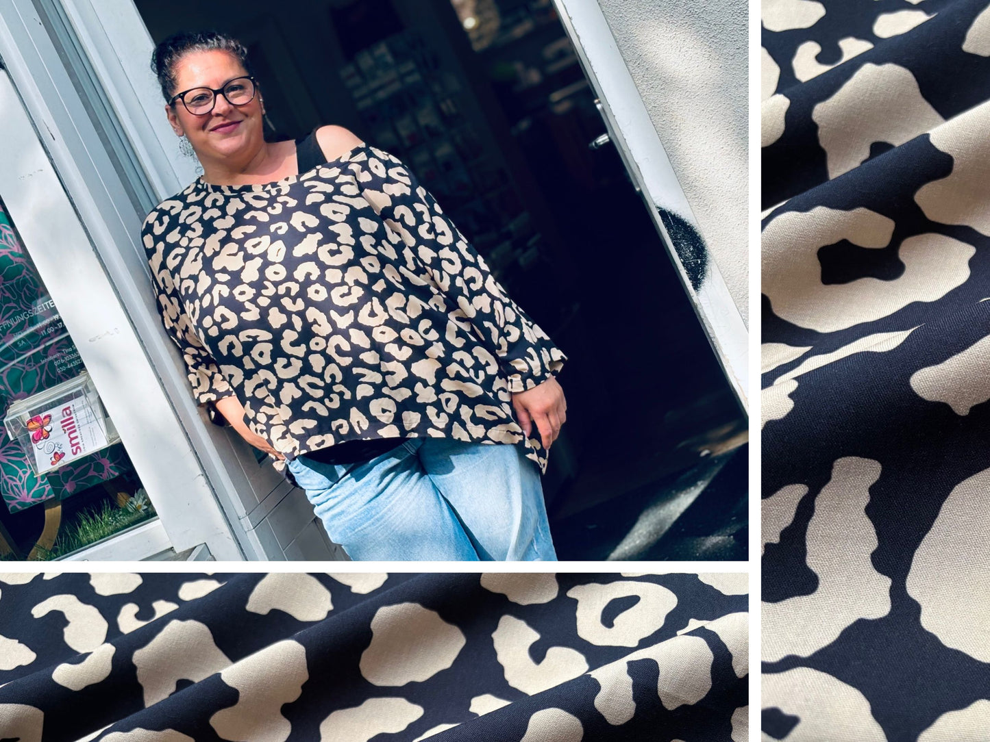 Viskose Leo Schwarz Beige