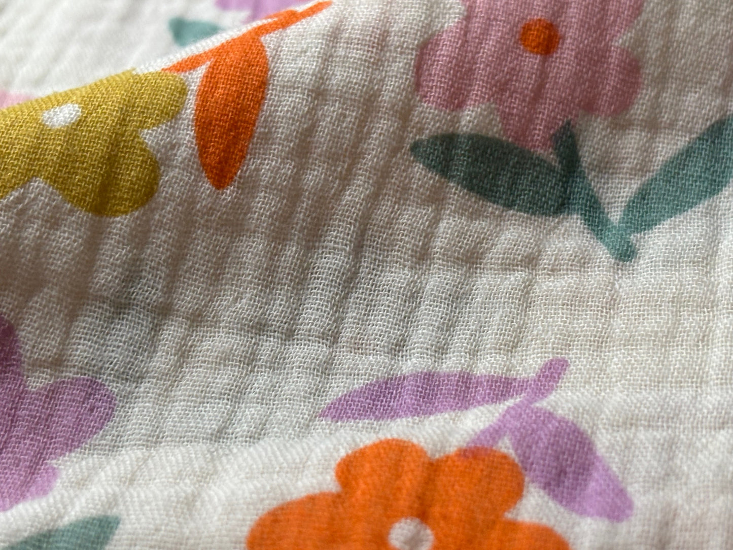 Musselin/Gauze Blumen Orange