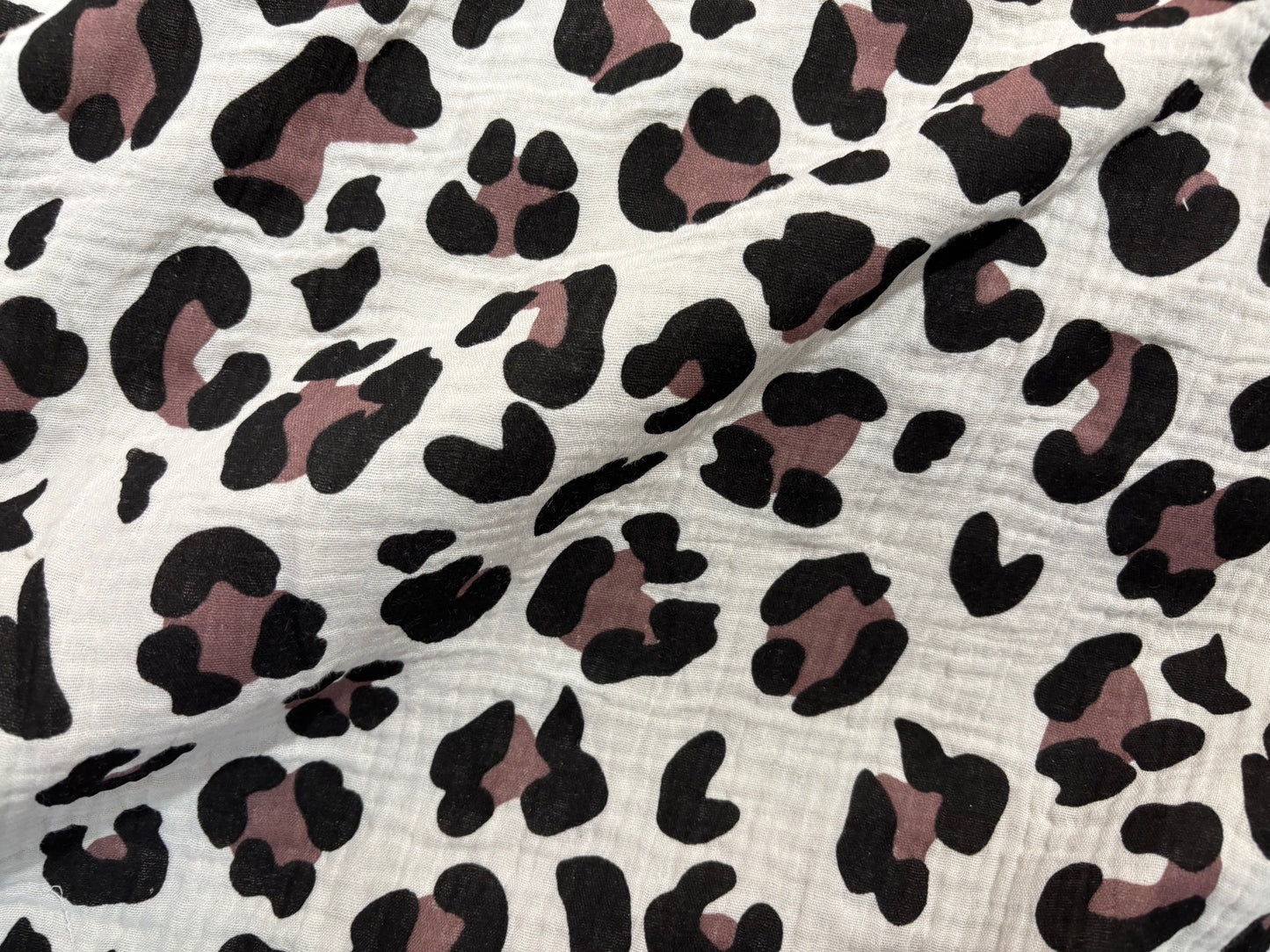 Musselin/Gauze Leo Tupfen Braun