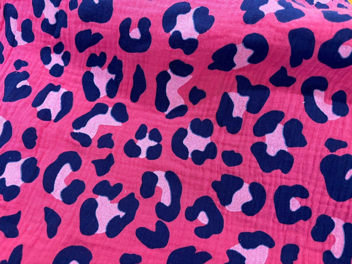 Musselin/Gauze Leo Tupfen Blau auf