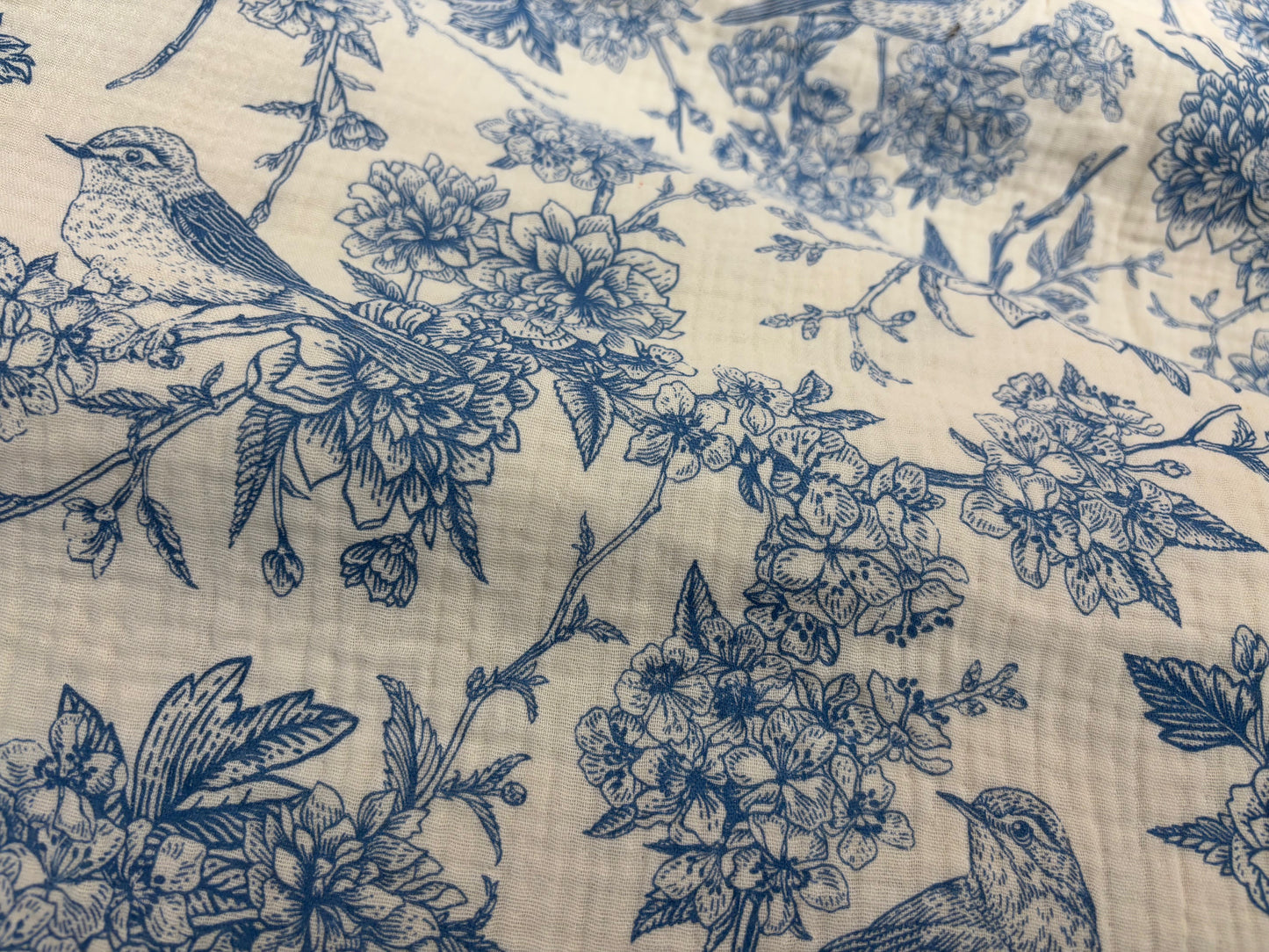 Musselin/Gauze Porzellan Blau