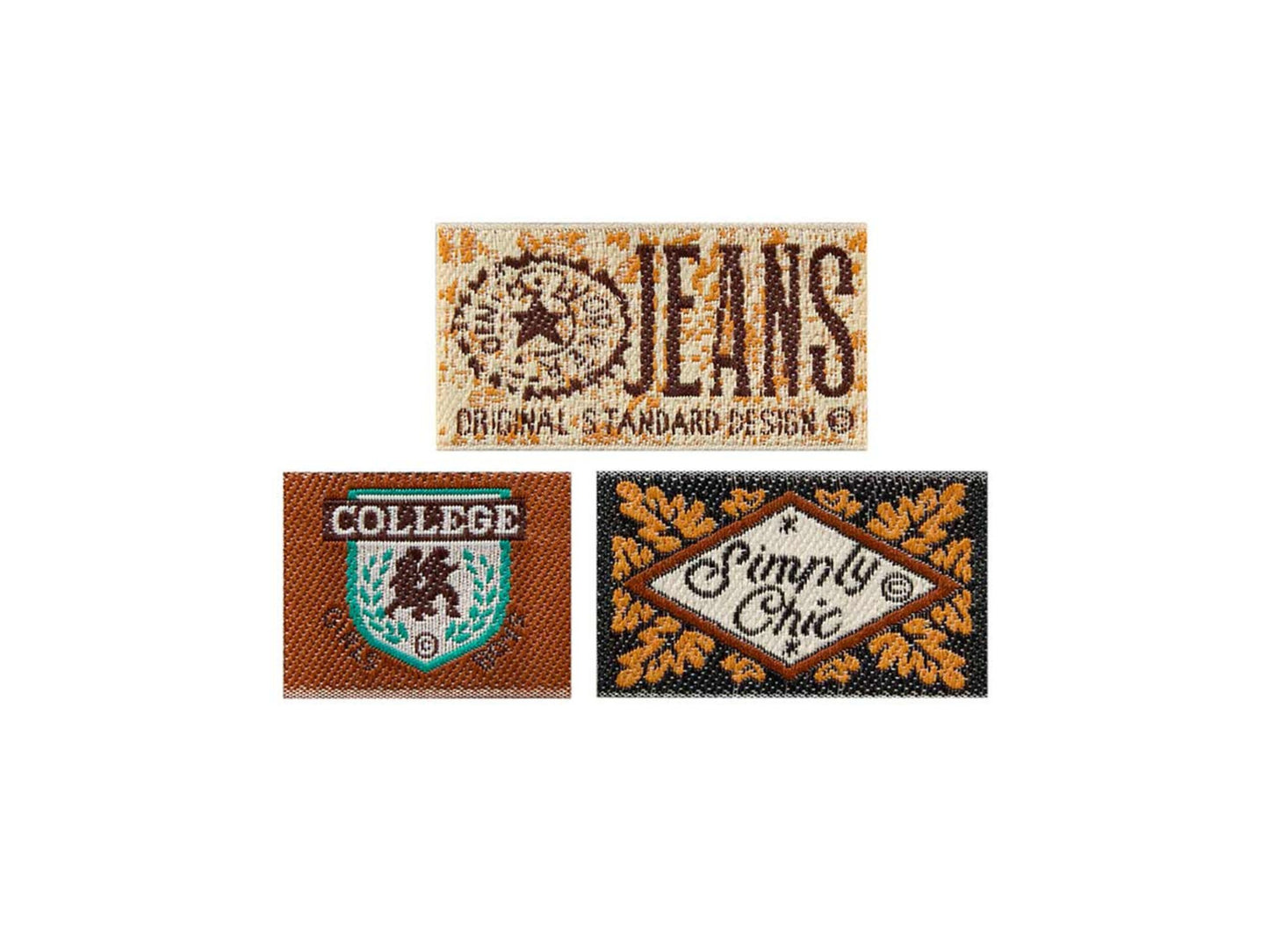 Drei Lables Braun Bügel-Applikation