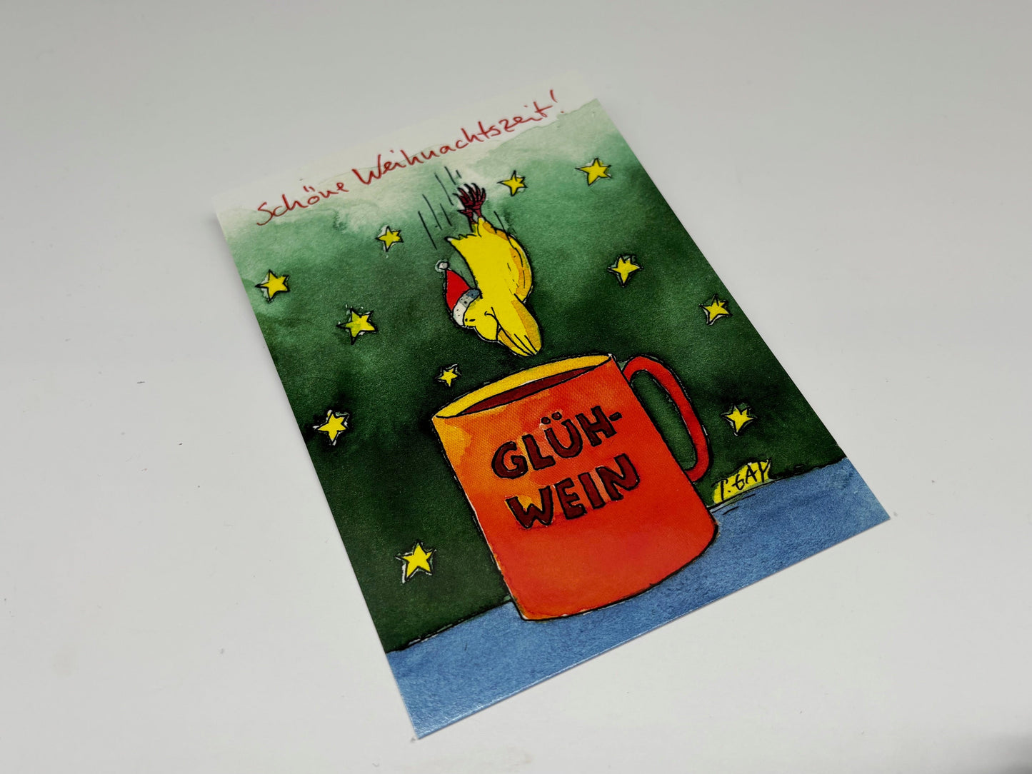 Postkarte Hinein in den Glühwein