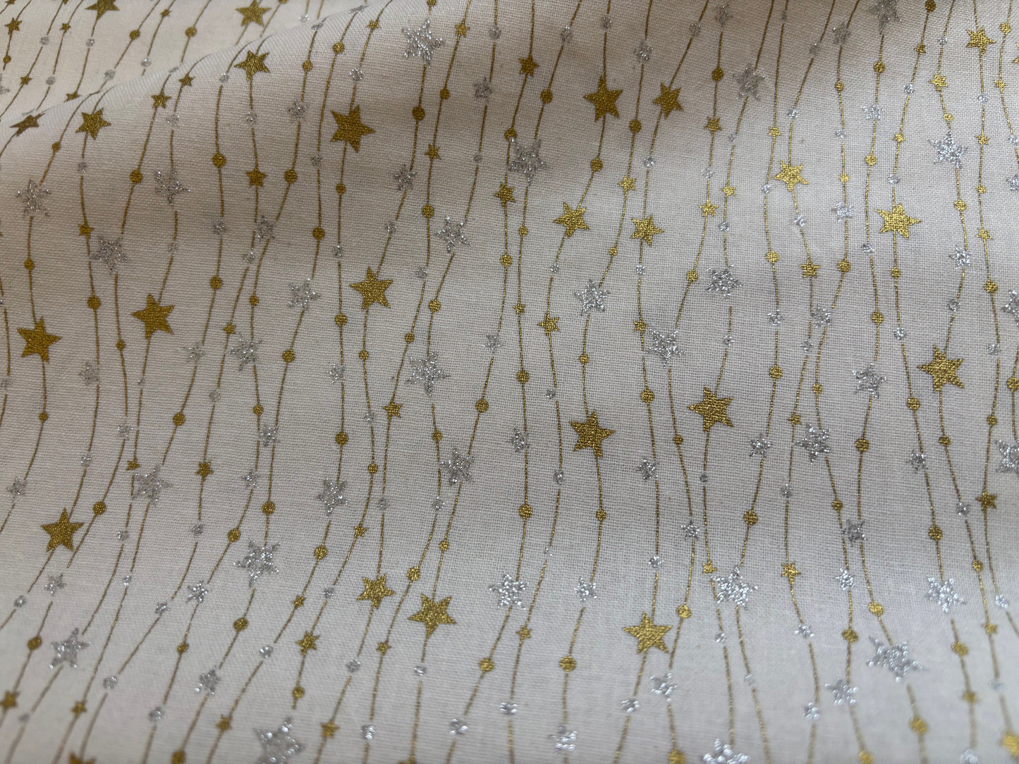 Weihnachtsstoff Sternenglitzerfäden