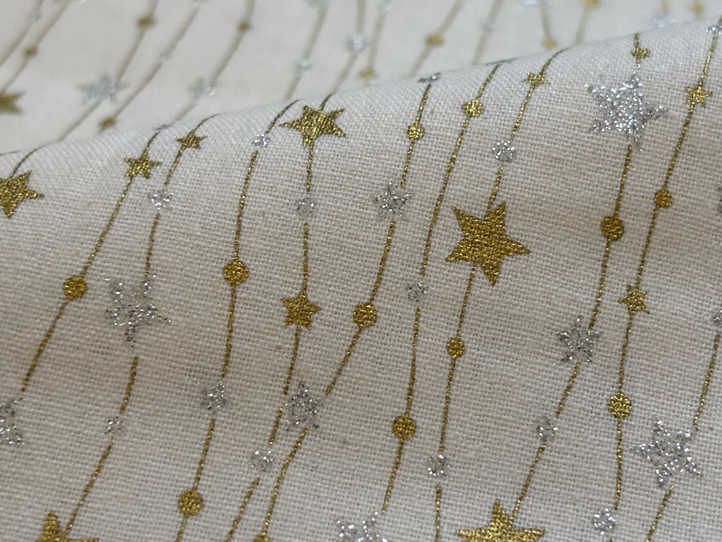 Weihnachtsstoff Sternenglitzerfäden