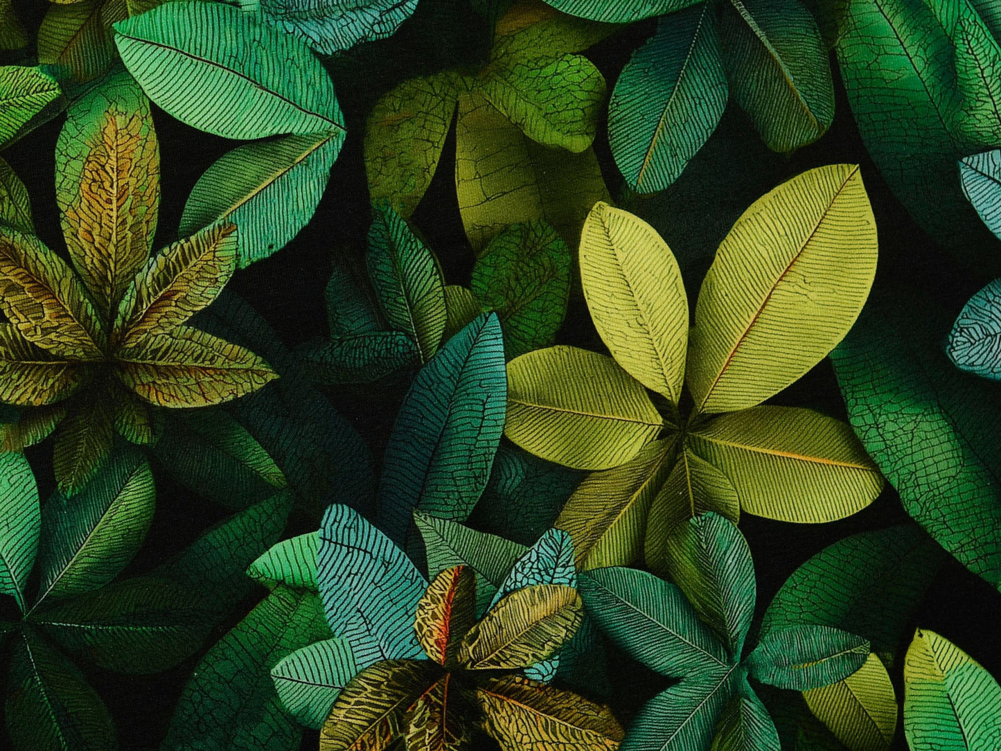 French Terry Pflanzen und Blätter