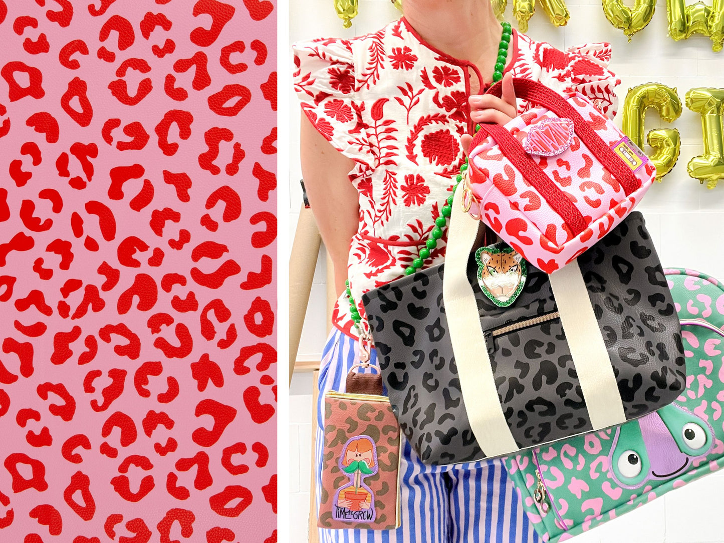 Kunstleder Happy Leo Pink Rot