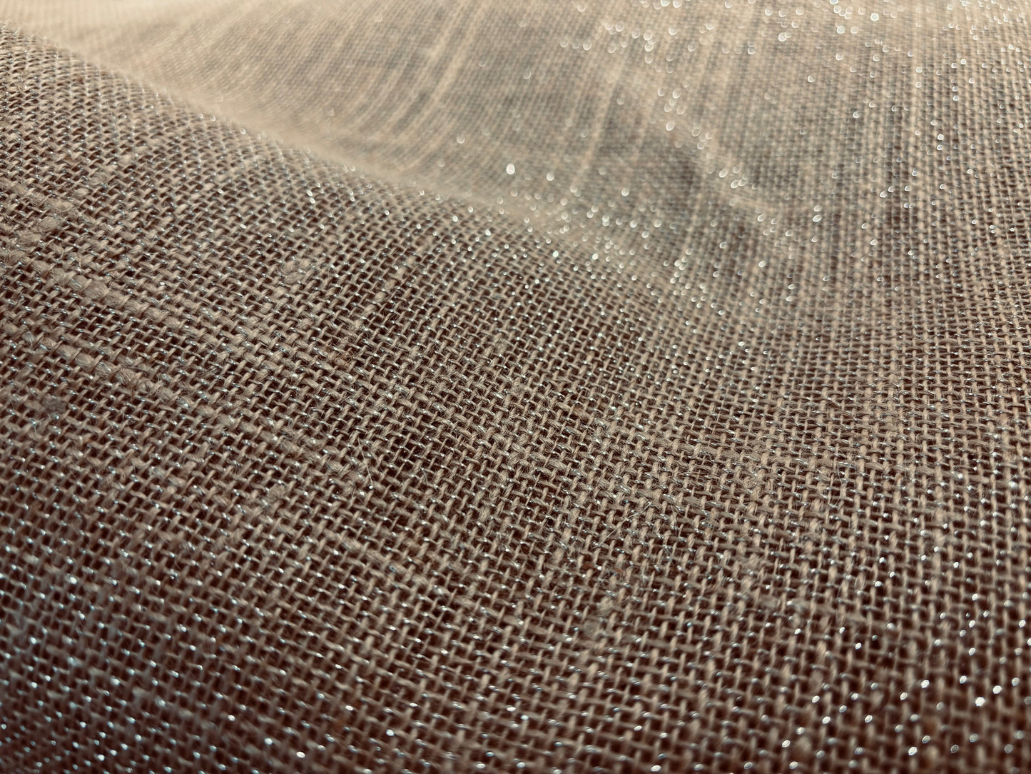 Jute-Stoff mit Silber-Glitzer