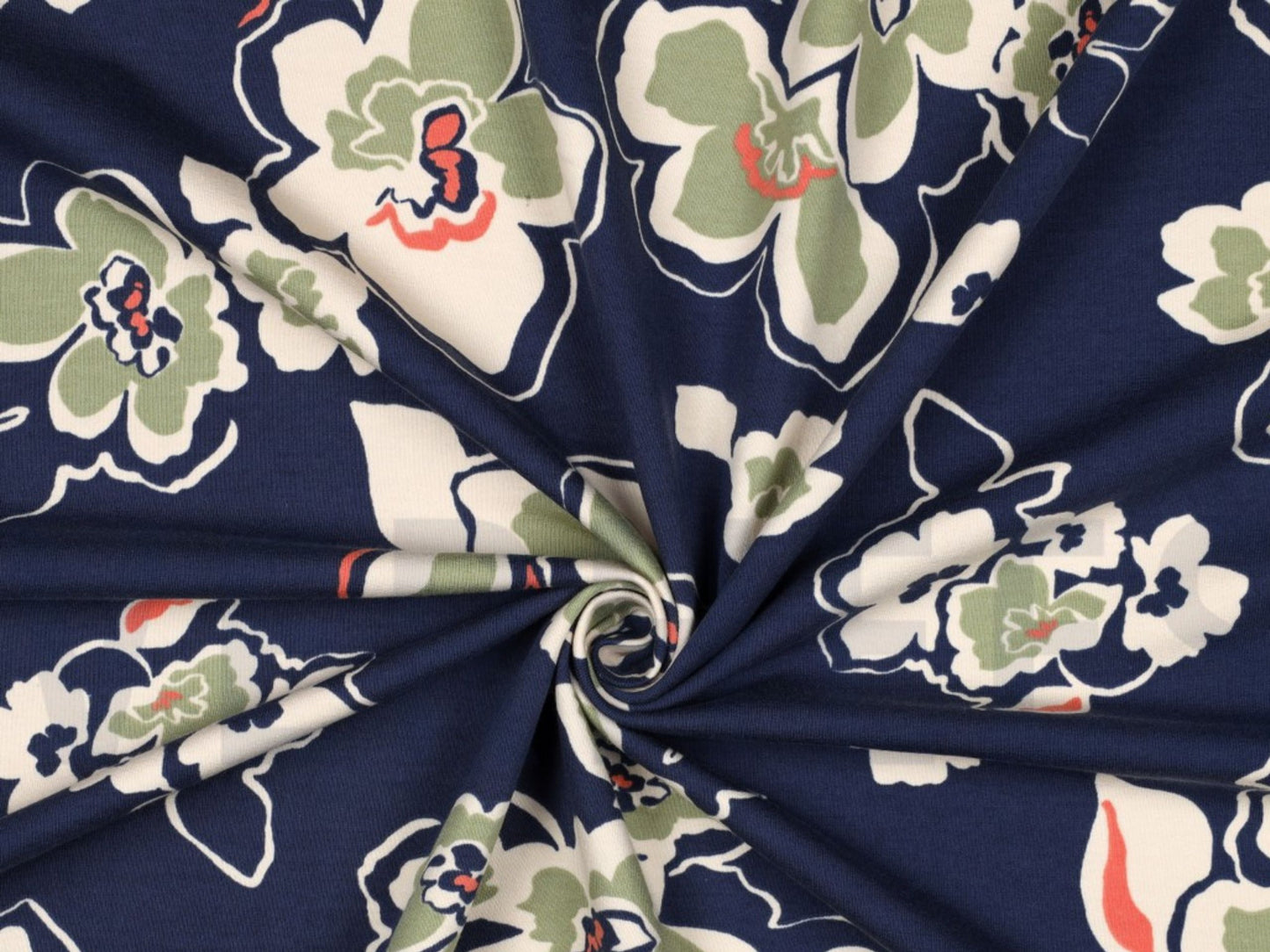 French Terry Flowers Blau