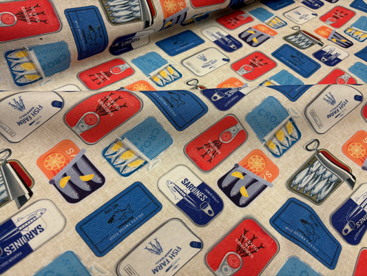 Baumwollstoff Sardinendosen