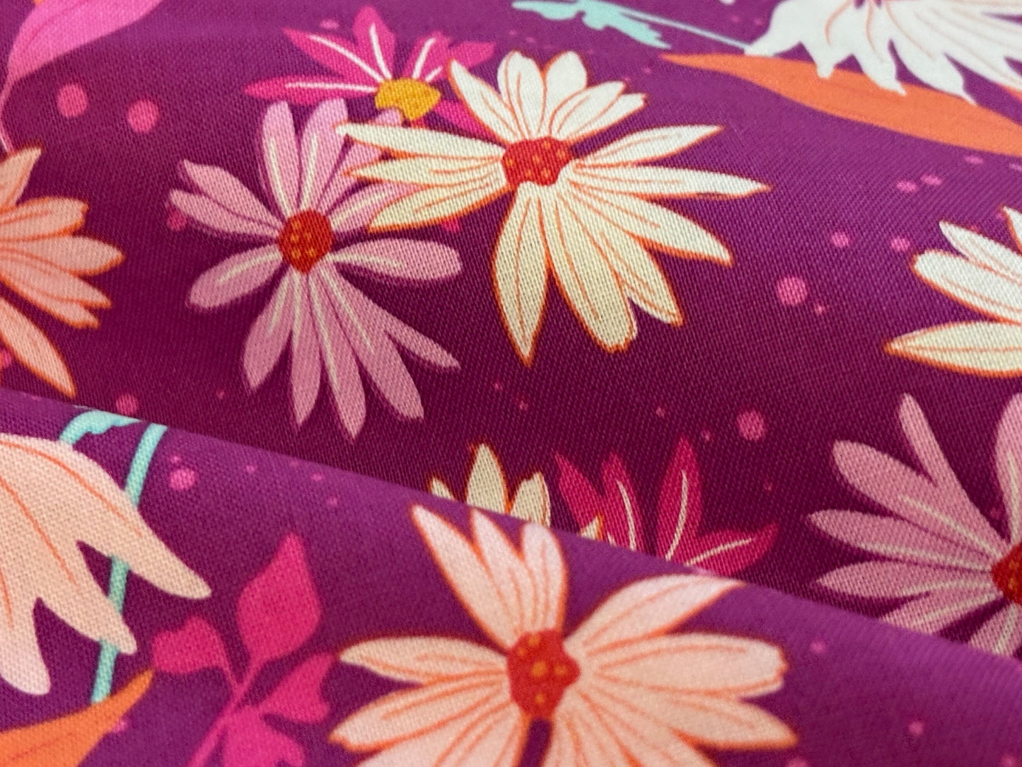 Baumwollstoff Echinacea Fuchsia