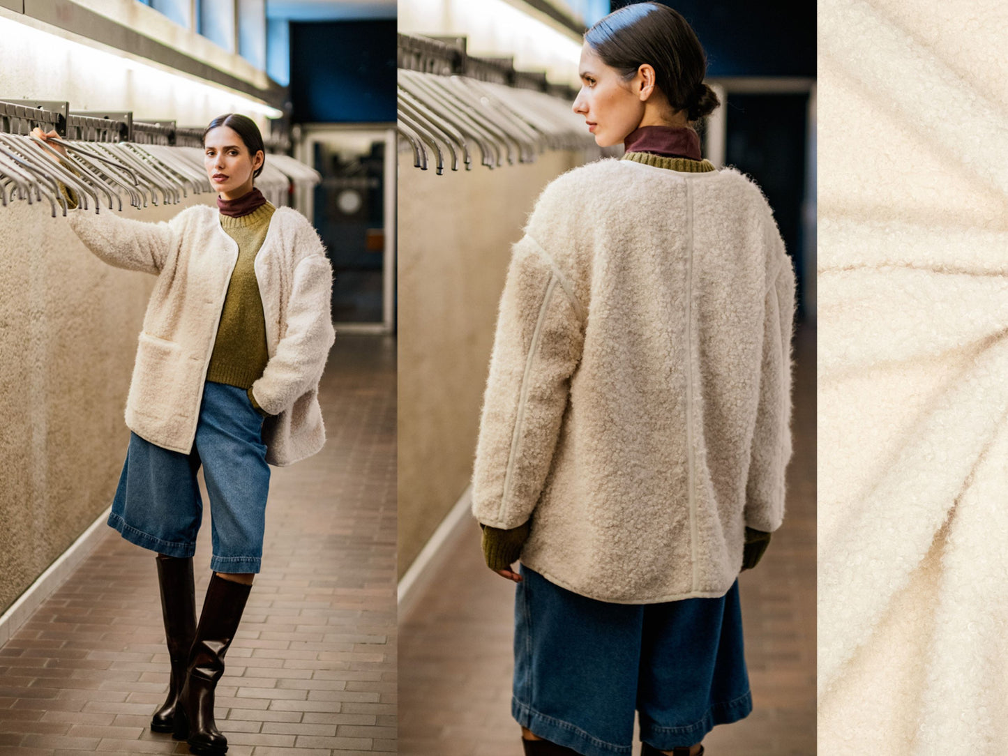 Flauschiges Boucle Natur