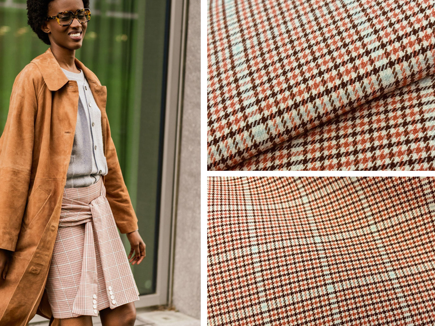 Gewebte Viskose Stretch Karo