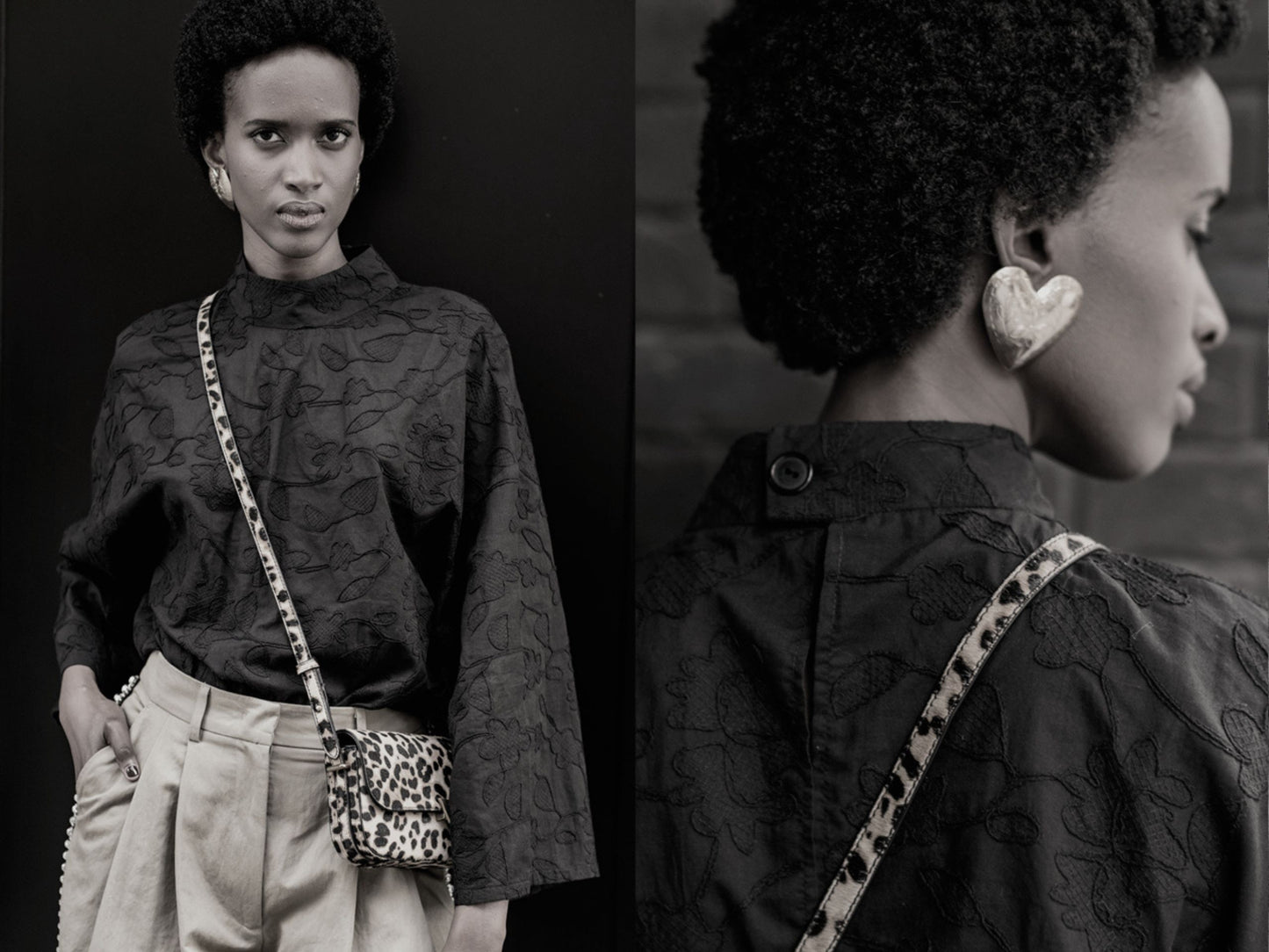 Baumwollstoff mit Stickerei Schwarz