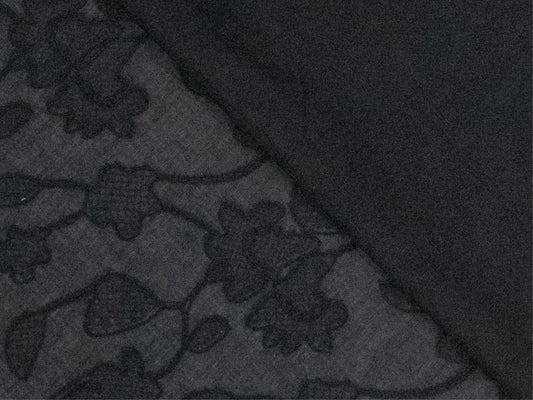 Baumwollstoff mit Stickerei Schwarz