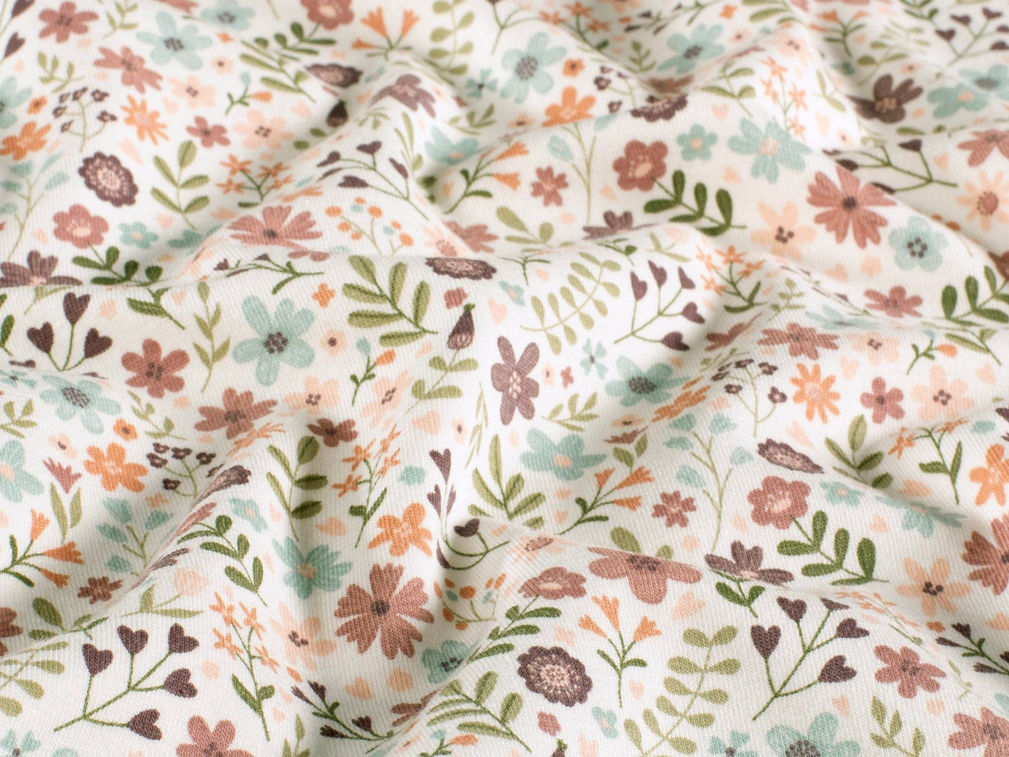 Jersey Blümchen-Romantik Pudertöne