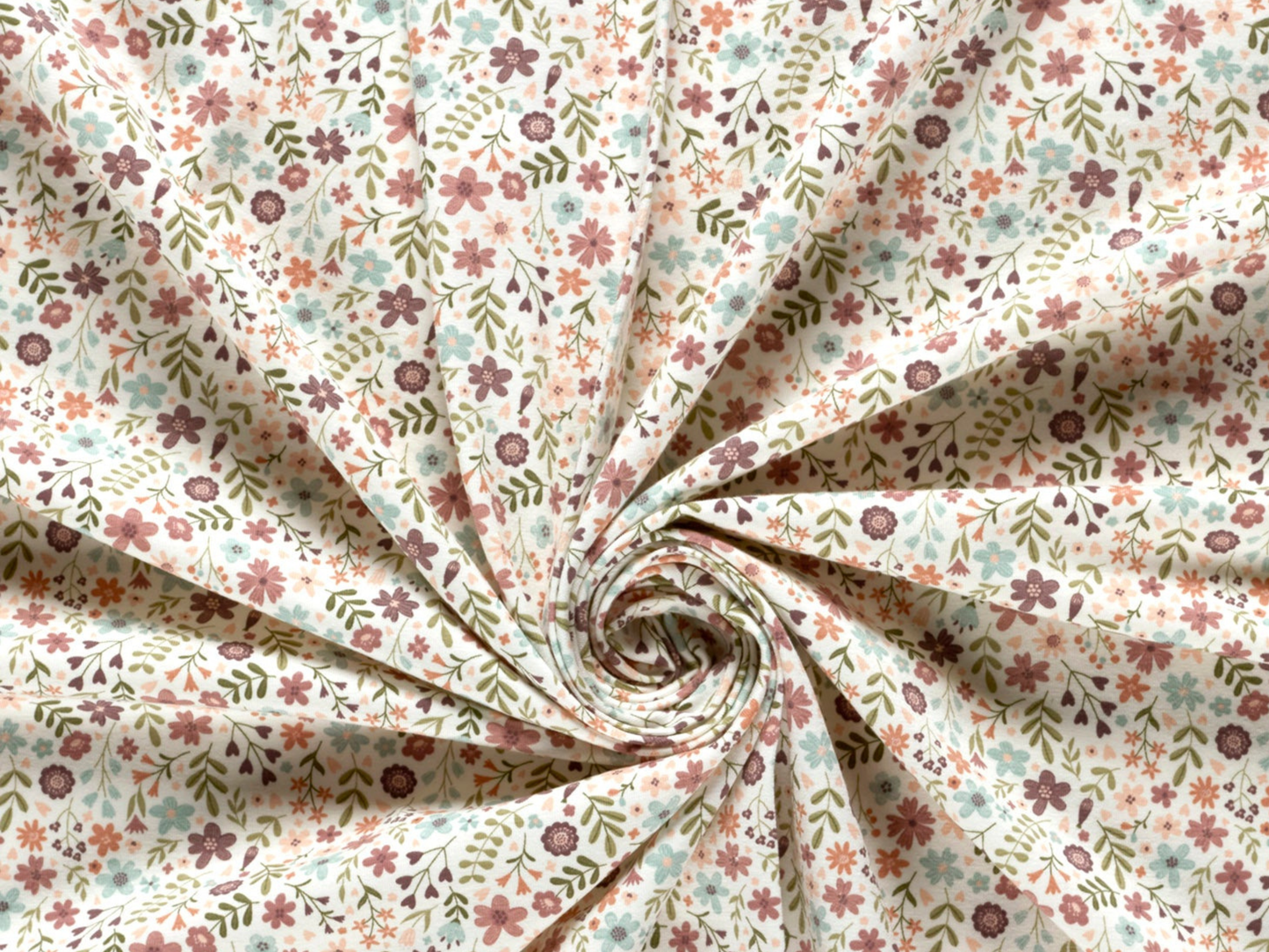 Jersey Blümchen-Romantik Pudertöne