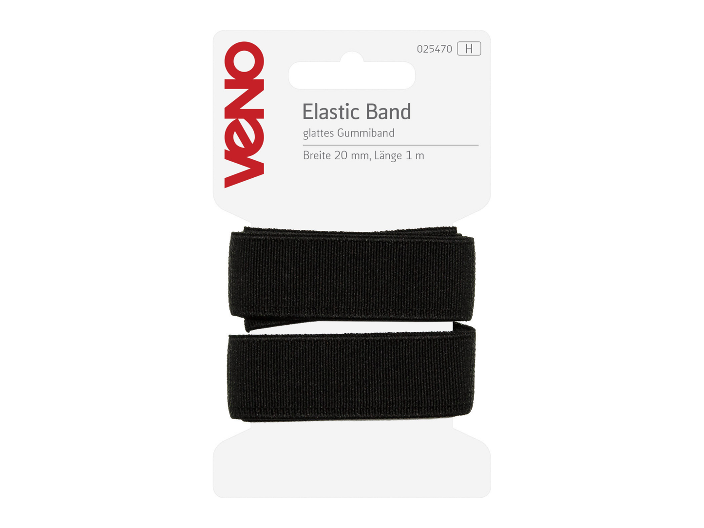 VENO Standard Elastic Gummiband 20 mm Schwarz 1 m