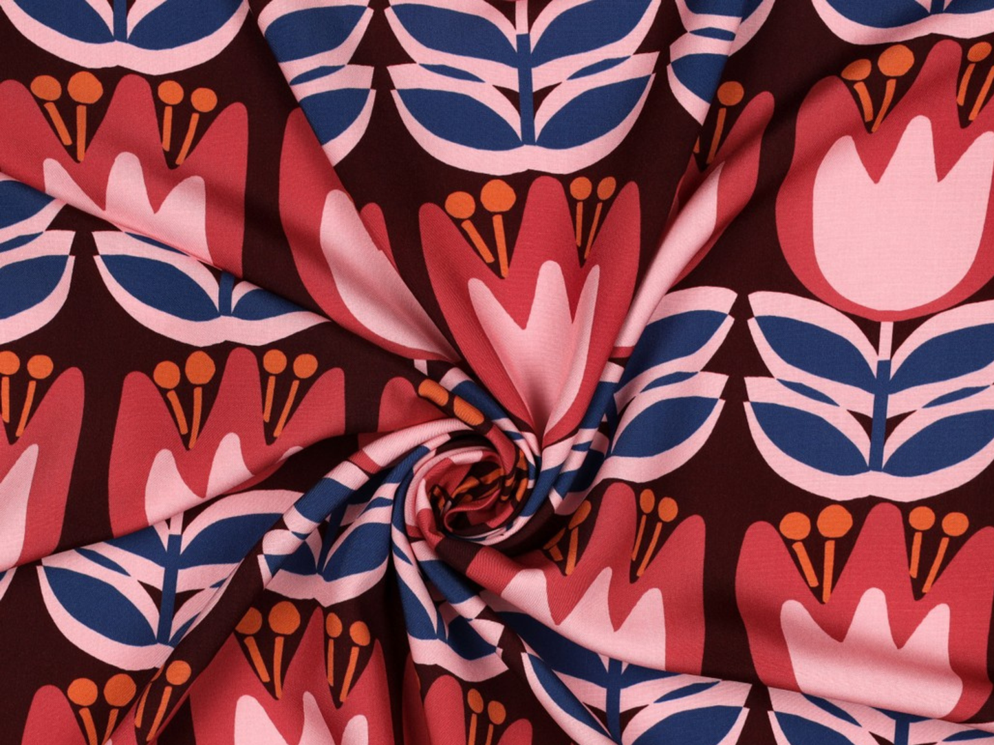 Viskose Lenzing™ EcoVero™ Tulips Bordeaux Blau