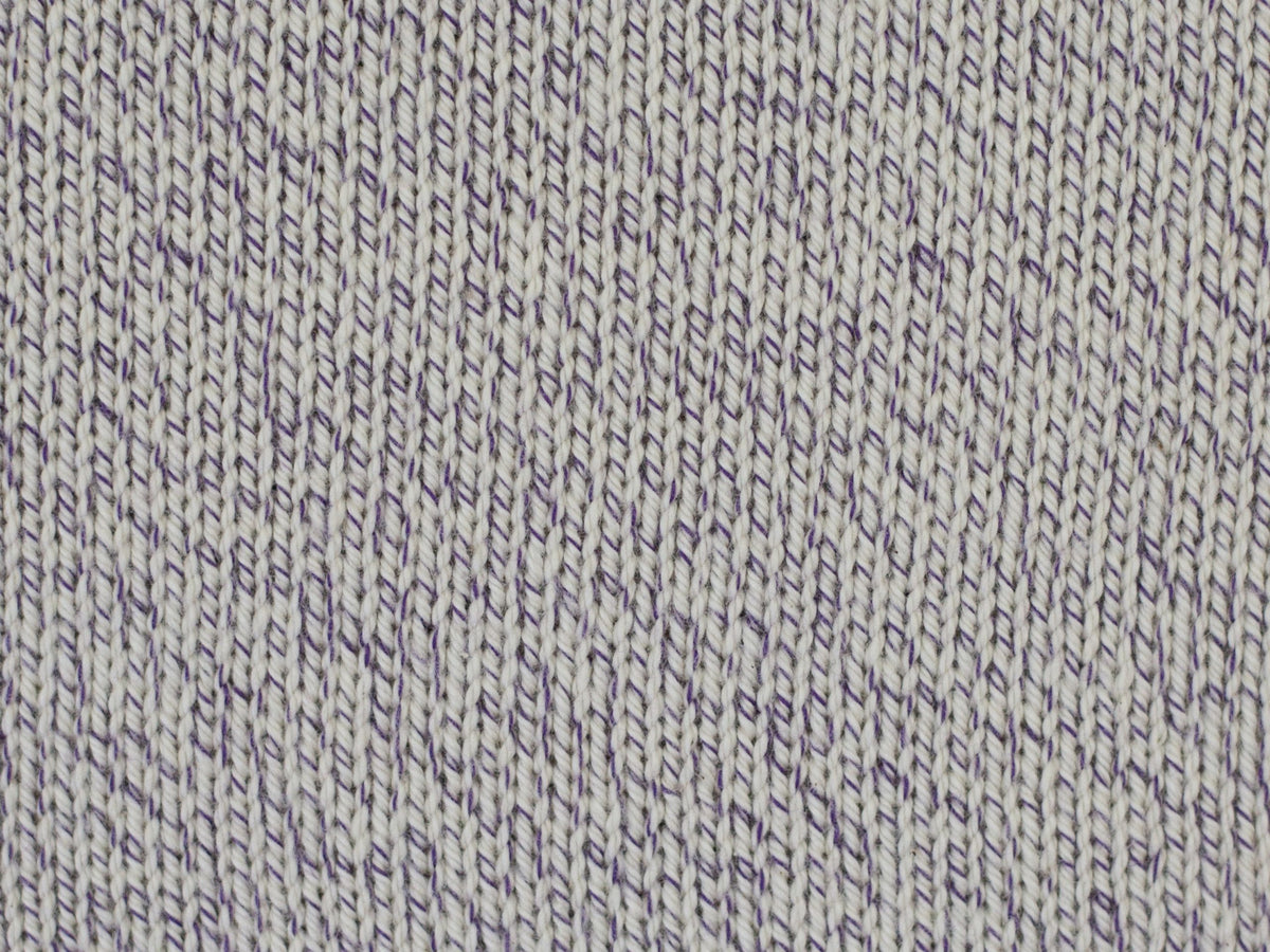 Baumwollstrickstoff Melange Aubergine/Naturweiß