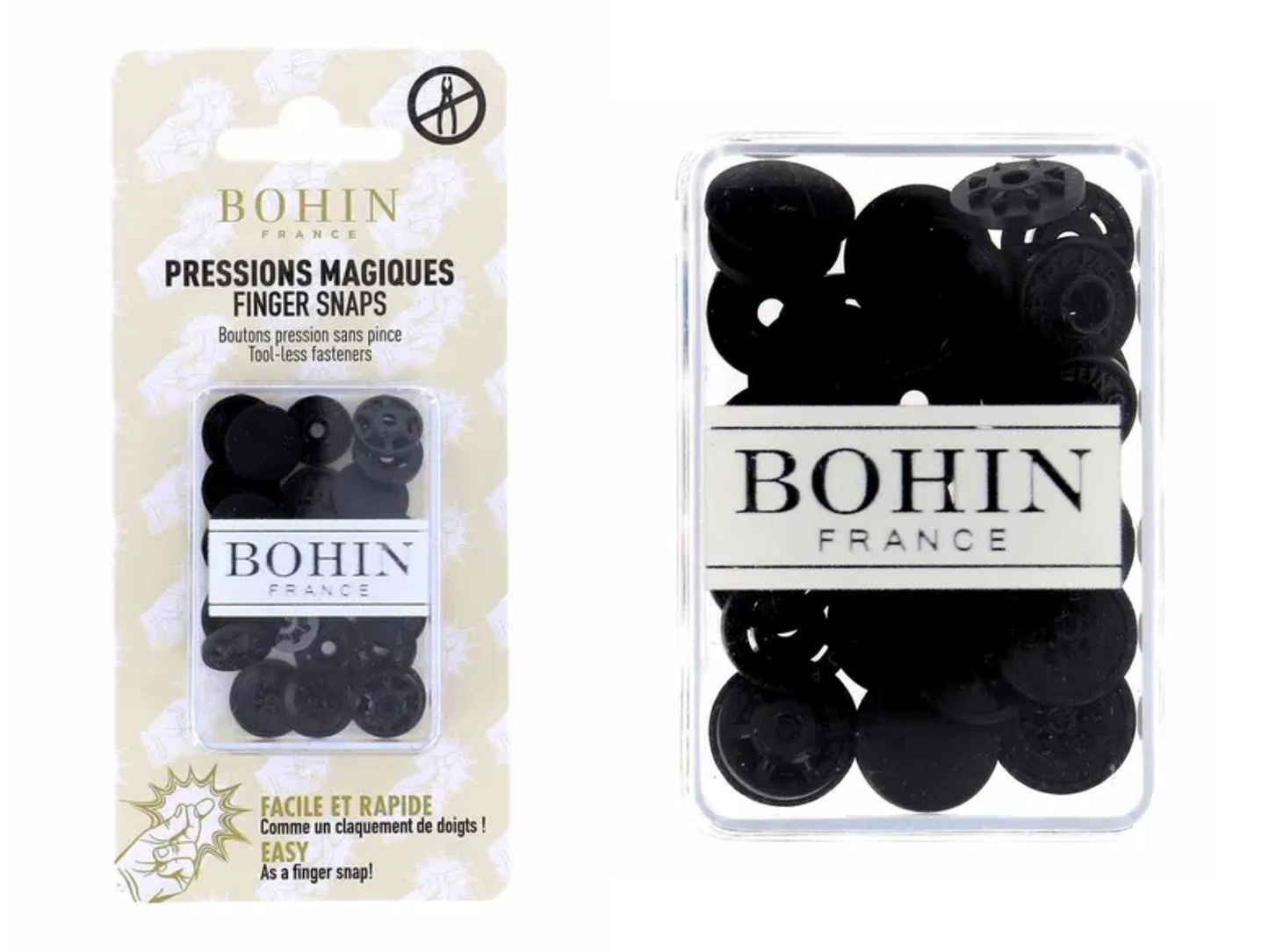 BOHIN Magische Druckknöpfe 13 mm Schwarz werkzeugfrei