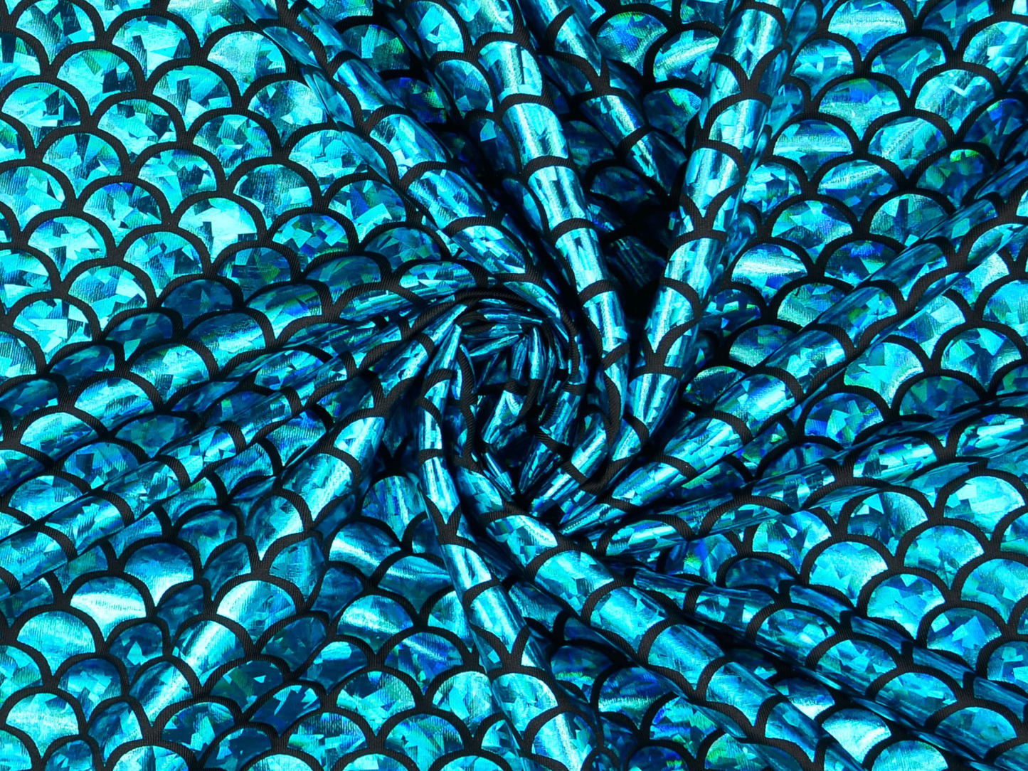 Dehnbarer Dekostoff Kleines Schuppenmuster Türkis