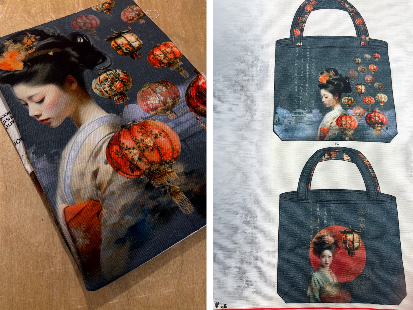Baumwollstoff-Panel Tasche Geisha