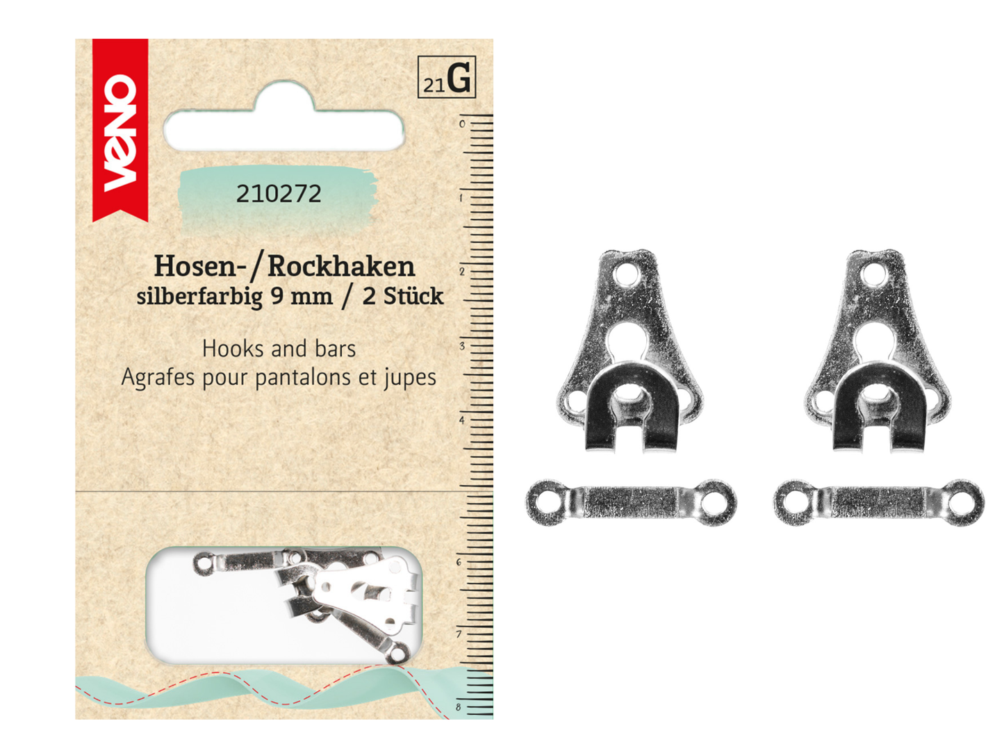 VENO Hosen/Rockhaken und Stege 9 mm 2 Stück