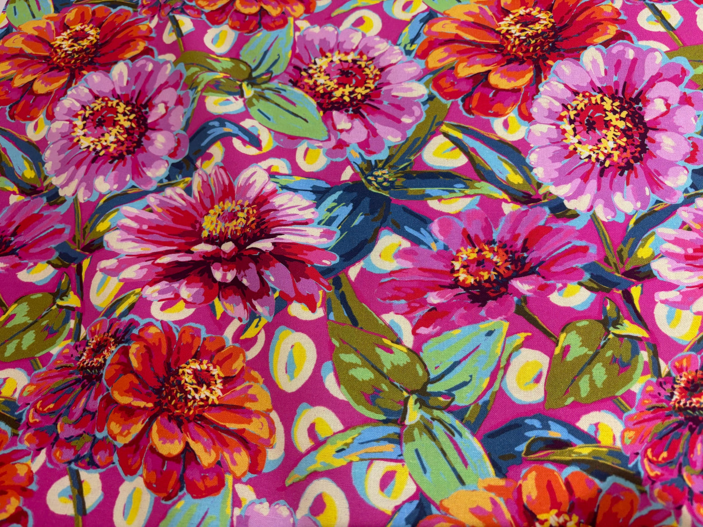 Baumwollstoff Festival Blumen Pink Odile Bailloeul