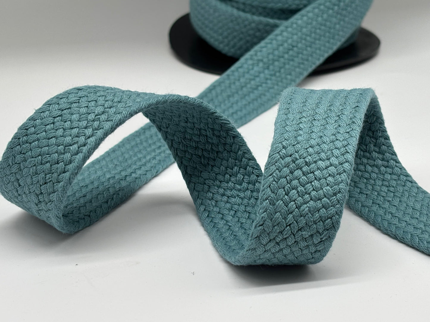 Gurtband geflochten Mint/Rauchblau 30 mm Baumwolle